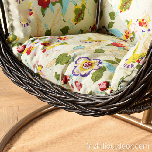 Chaise swing en gros de terrasse en forme d&#39;oeuf avec couleur plus foncée